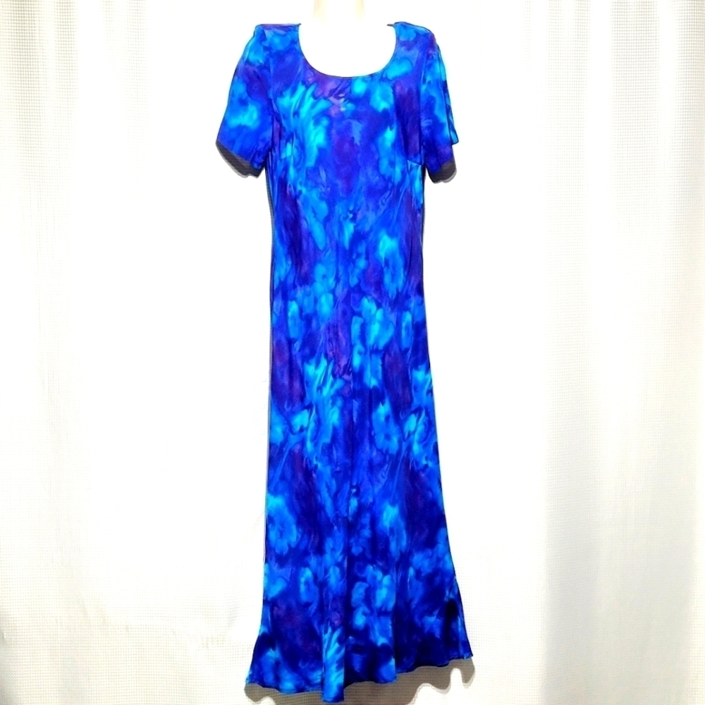 Vintage  CL Carole Little Dress Blue Floral made in USA Blue (12)